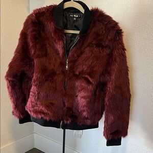 Say What? Plush Burgundy Teddy Jacket